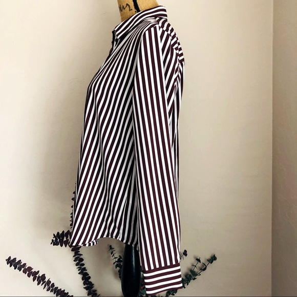 H&M Cafe Chiffon Striped Button Down Shirt 6 - Picture 4 of 5